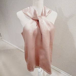 Pink Textured Satin Twist Halter Blouse || NEVER WORN || PERFECT CONDITION ||